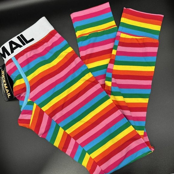 JOCKMAIL Rainbow Mens LARGE Base Layer Pants Cotton Long Johns Legging New Tags - Picture 11 of 12